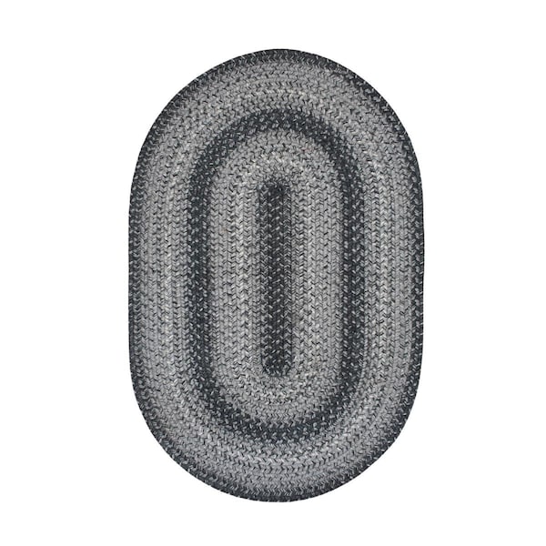 Homespice Decor Homespice Decor 502834 27 x 45 in. Oval Flint Hill Jute Braided Rug; Grey 502834 - main